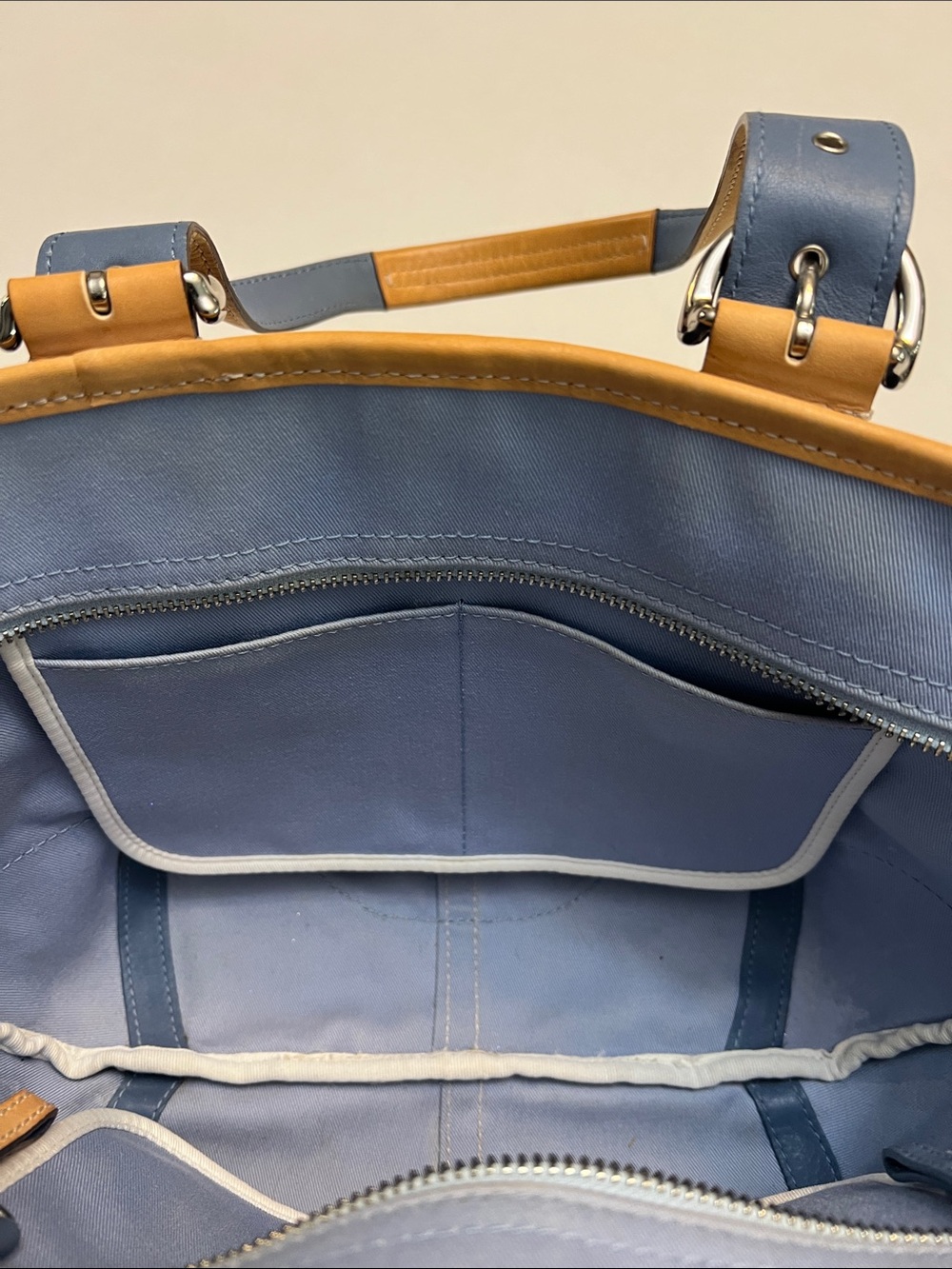 VINTAGE Y2K SOHO COACH DAISY CHARM SHOULDER BAG NAVY CANVAS WHITE LEATHER PREPPY - Picture 10 of 15